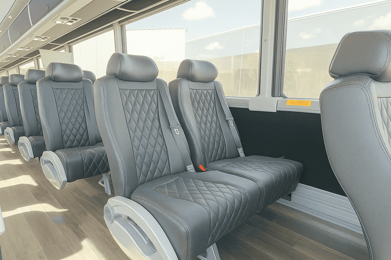 interior of Houston Coach Bus Service charter bus